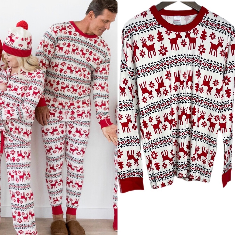 Hanna Andersson Christmas Dear Deer Adult Long John Pajama Top M